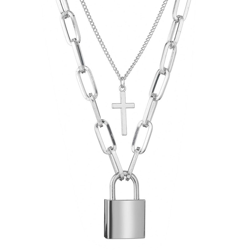 Cute Simple Chain Link Lock Necklace Pendant