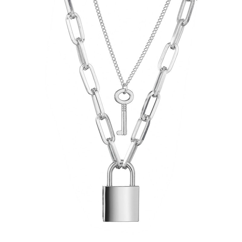 Cute Simple Chain Link Lock Necklace Pendant