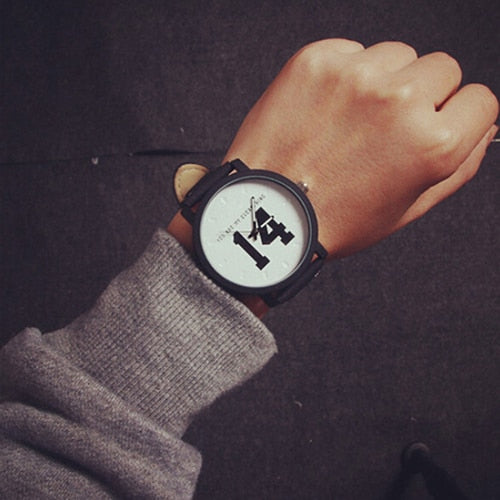 Couple Lover Number Dial Faux Leather Quartz Matching Wrist Watch