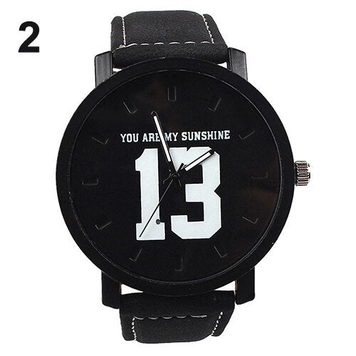 Couple Lover Number Dial Faux Leather Quartz Matching Wrist Watch