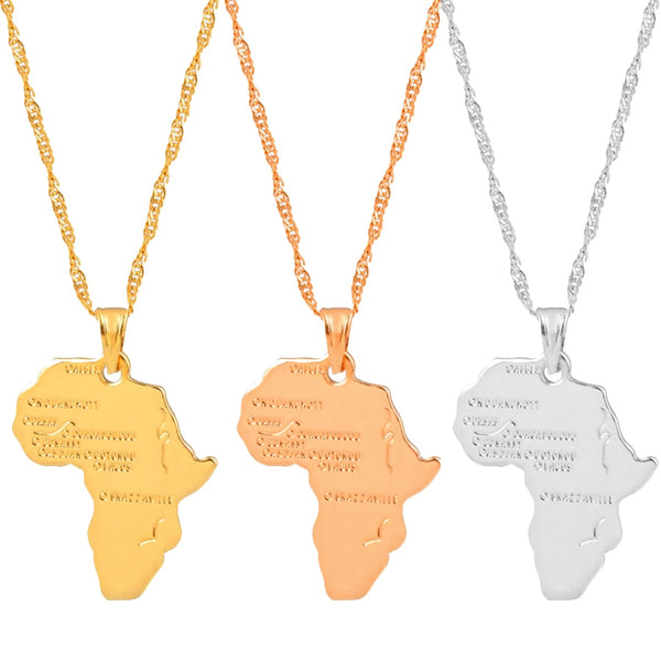 Collar con colgante de mapa de África para mujer y hombre