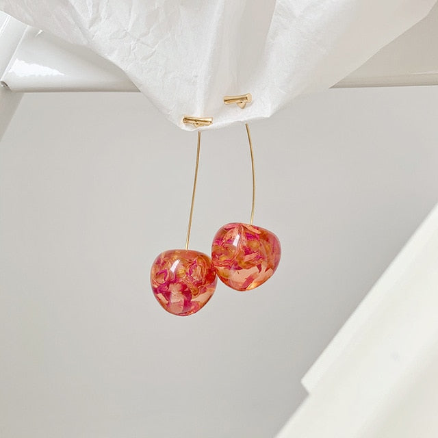 New  Korean Cherry Fruit Shaped Drop Earrings