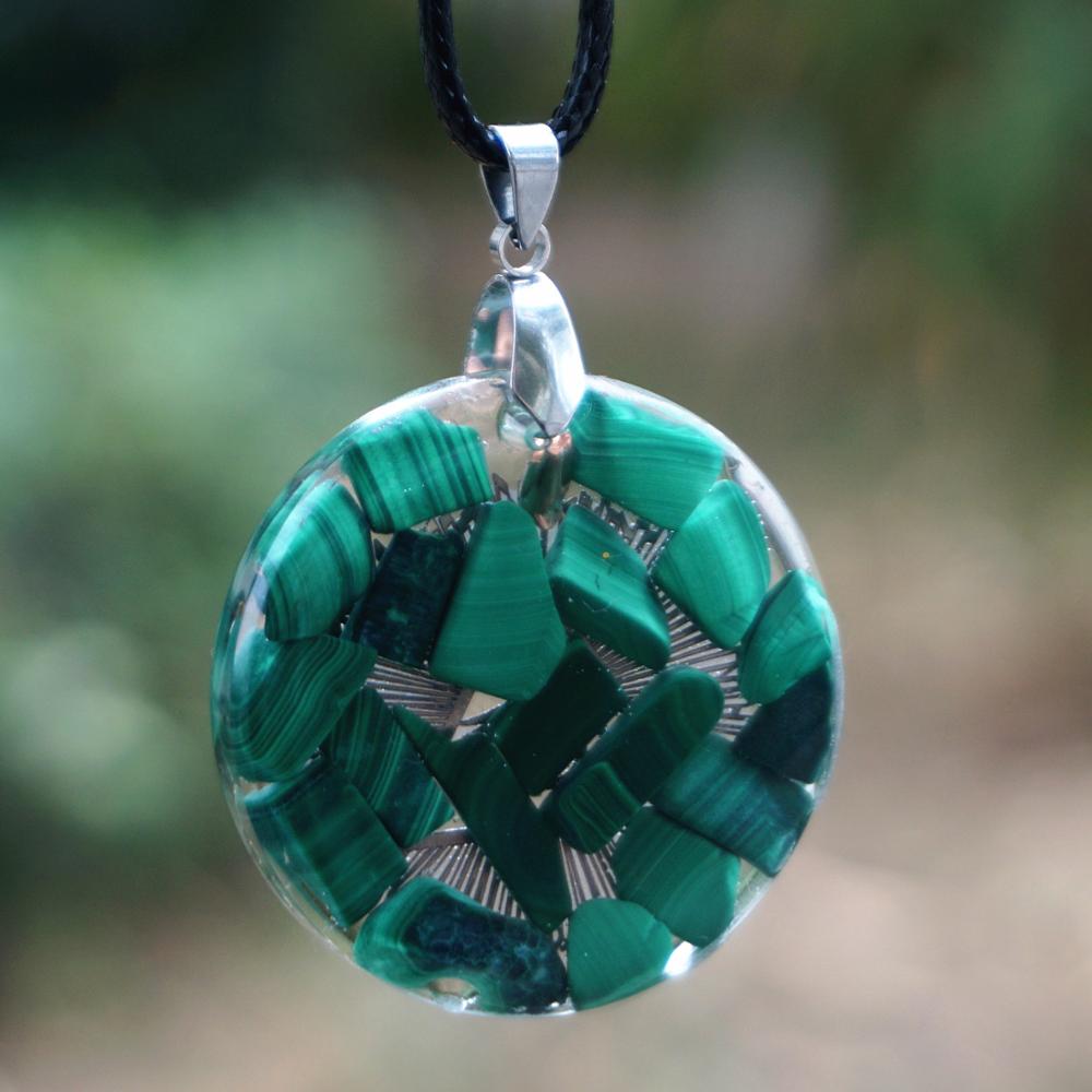 Malachite Reiki Symbol EMF Protection Pendant Necklace
