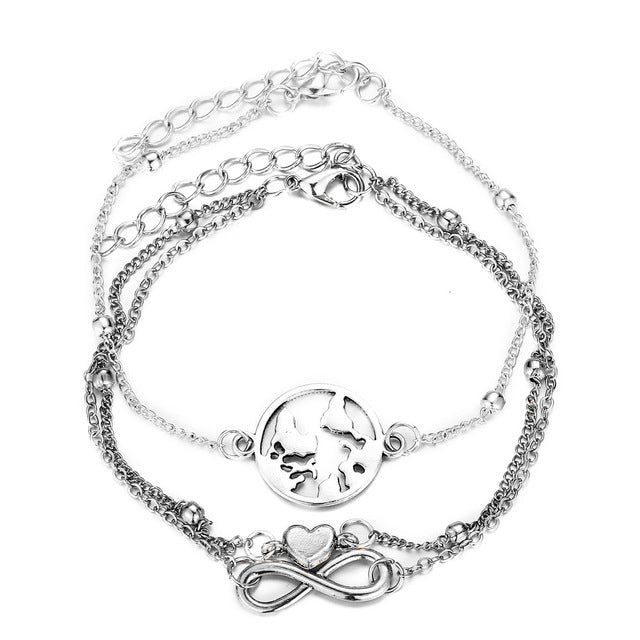 Heart Anchor Alloy Vintage Ankle Anklets for Women