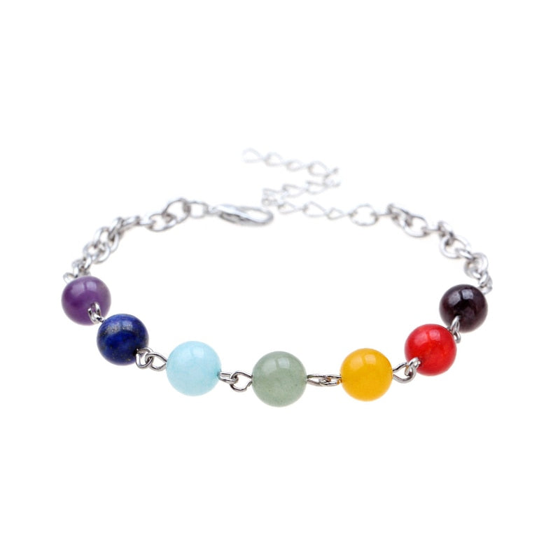 Natural Stone Beads Crystal 7 Chakra Bracelet For Women