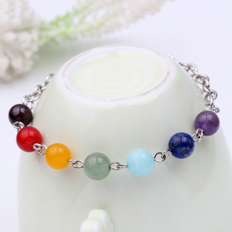 Natural Stone Beads Crystal 7 Chakra Bracelet For Women