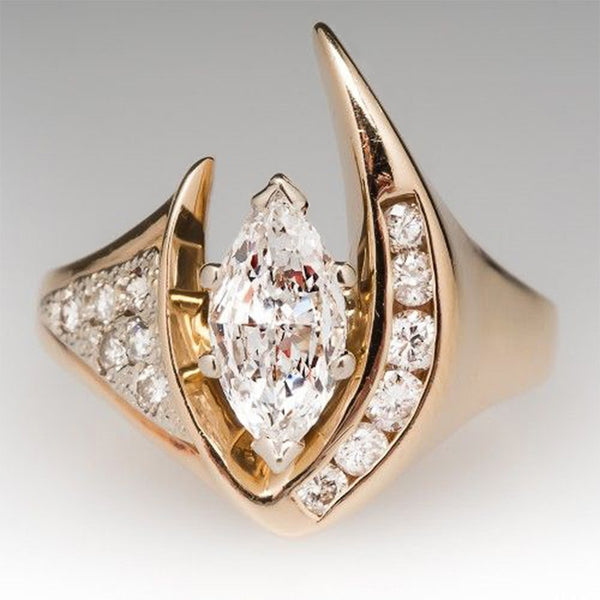 Anillos de boda de lujo para mujer con circonita cúbica brillante en color dorado