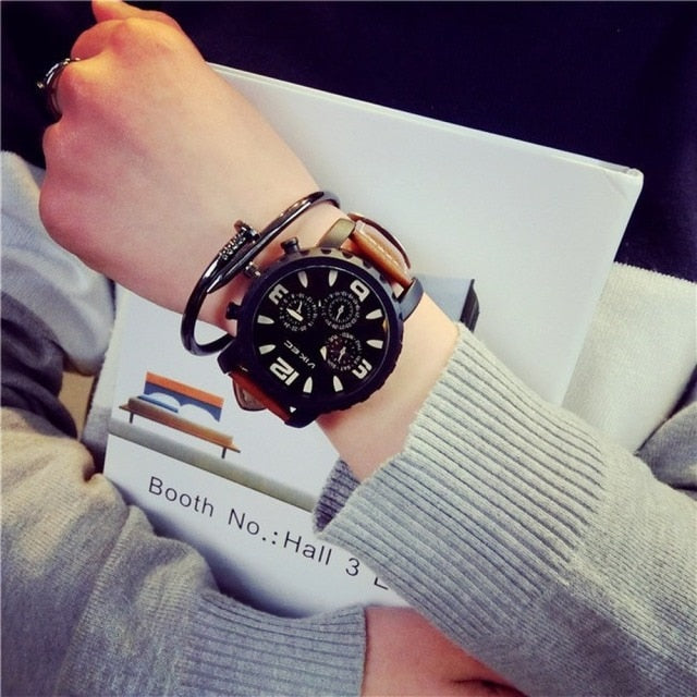 Luxury sport leather Simple Popular Waterproof Watch
