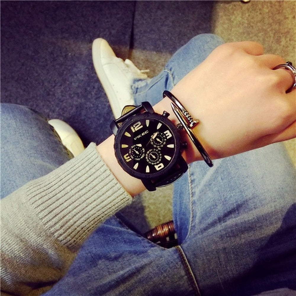 Luxury sport leather Simple Popular Waterproof Watch