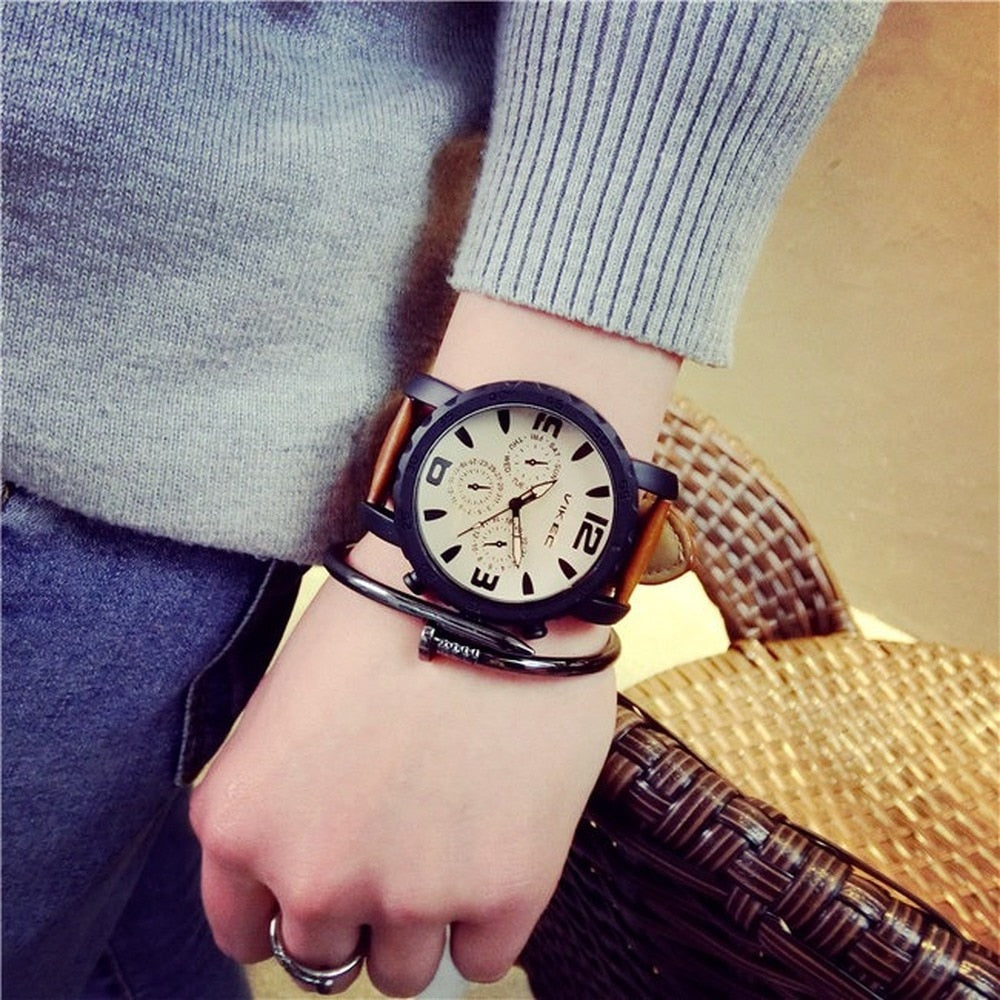 Luxury sport leather Simple Popular Waterproof Watch