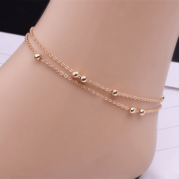 Pulsera de tobillo con cuentas de metal