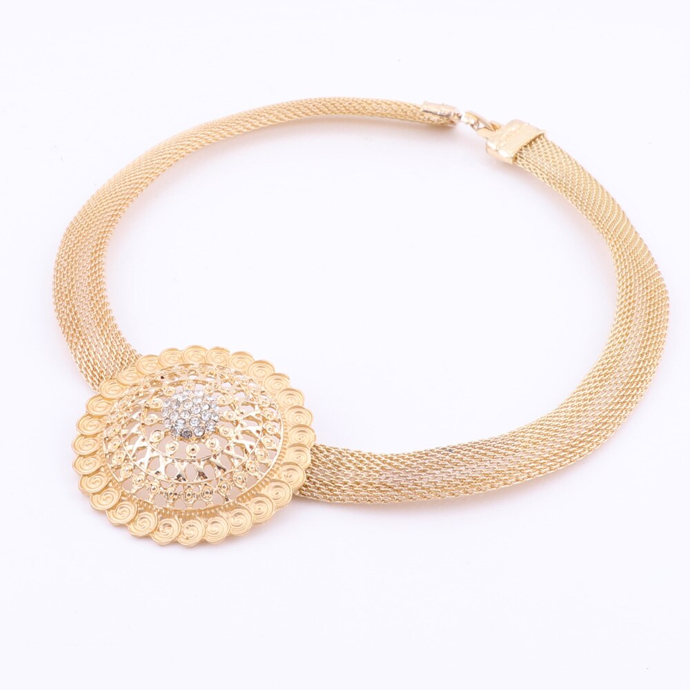 African Jewelry Charm Necklace Earrings Dubai Gold Jewelry Sets