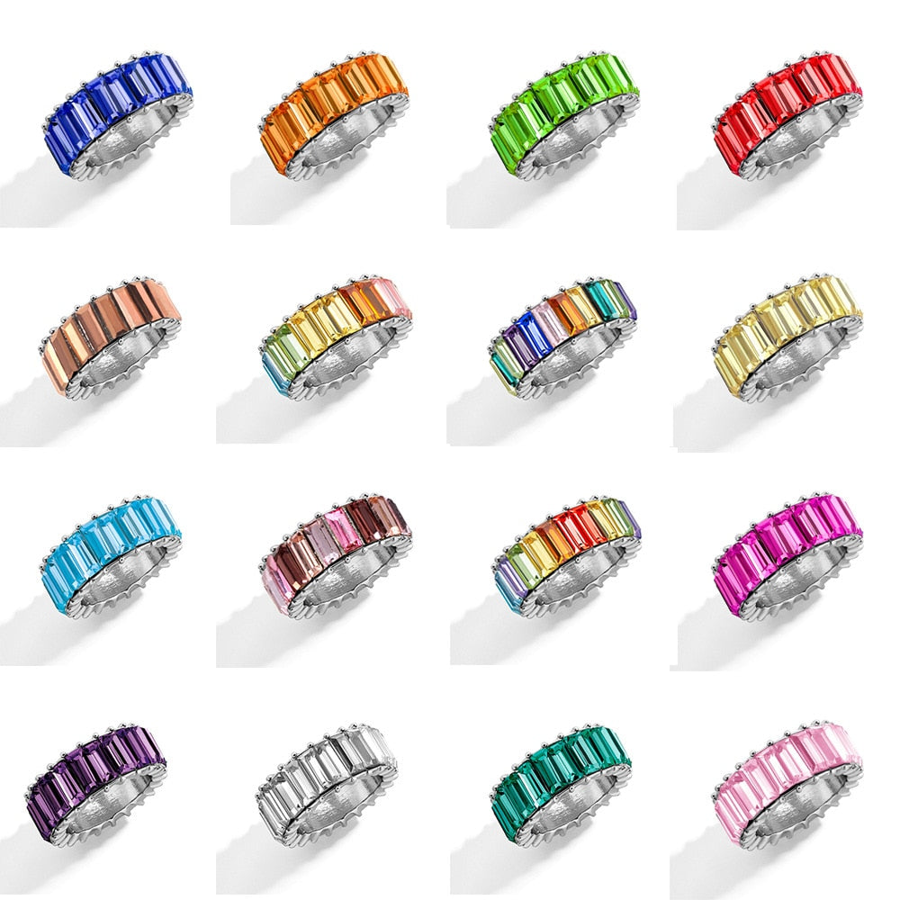 Boho Rainbow Crystal white Rings