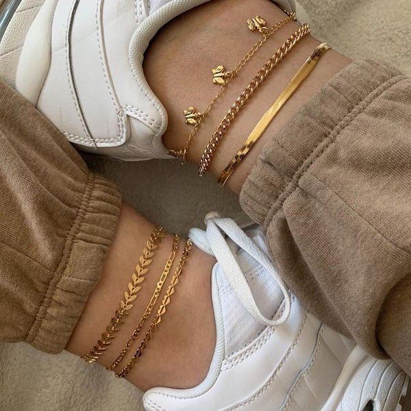 Tobillera Boho con Cadena Geométrica para el Pie