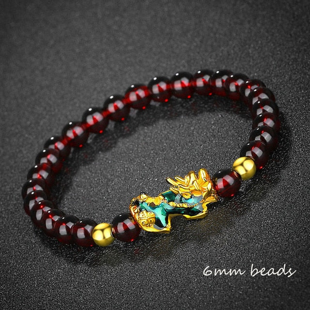 Feng Shui Obsidian Stone Beads Bracelet Men Women