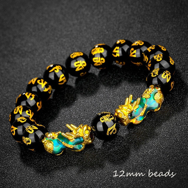 Feng Shui Obsidian Stone Beads Bracelet Men Women