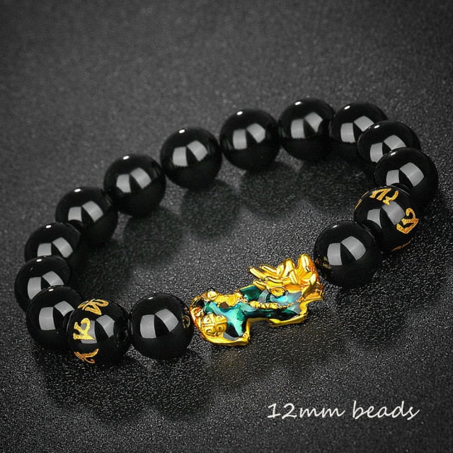 Feng Shui Obsidian Stone Beads Bracelet Men Women