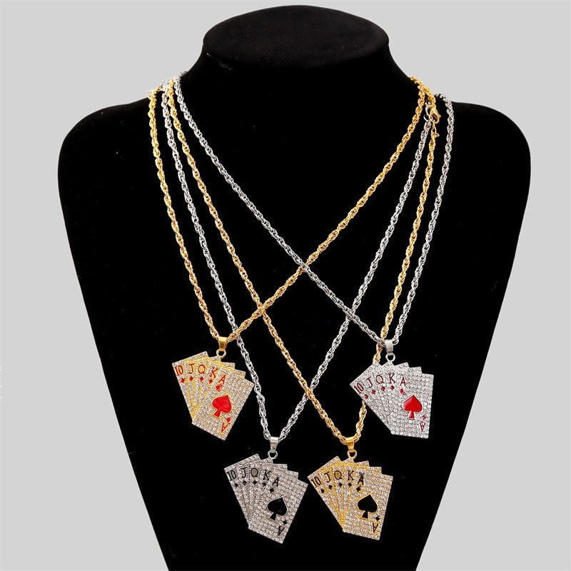 Hip Hop  Enamel Playing Cards Pendants