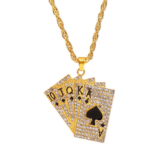 Hip Hop  Enamel Playing Cards Pendants