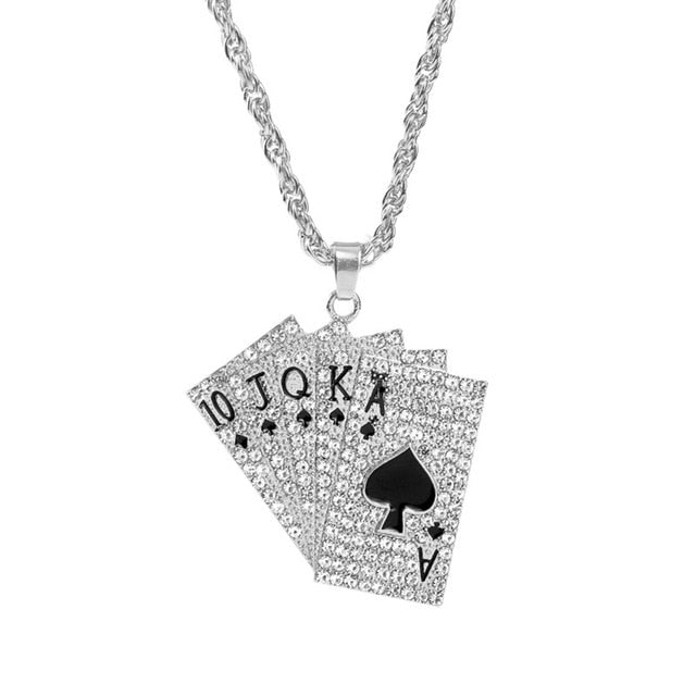 Hip Hop  Enamel Playing Cards Pendants