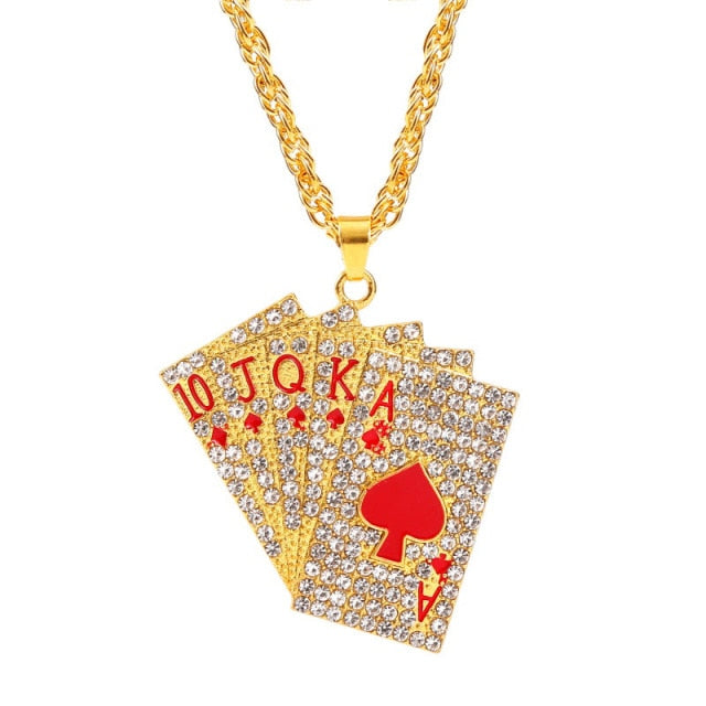 Hip Hop  Enamel Playing Cards Pendants