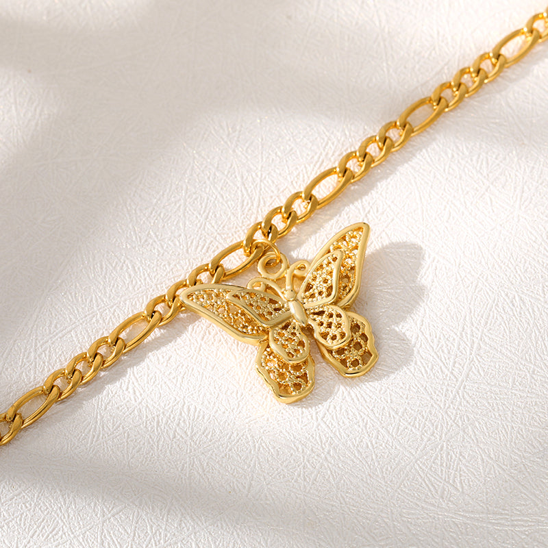 Stainless Steel Rose Gold Fashion Retro Butterfly Anklet