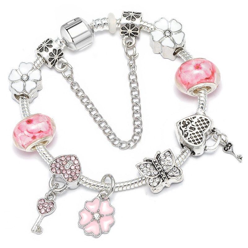 Vintage Silver Color Charms Bracelets for Women