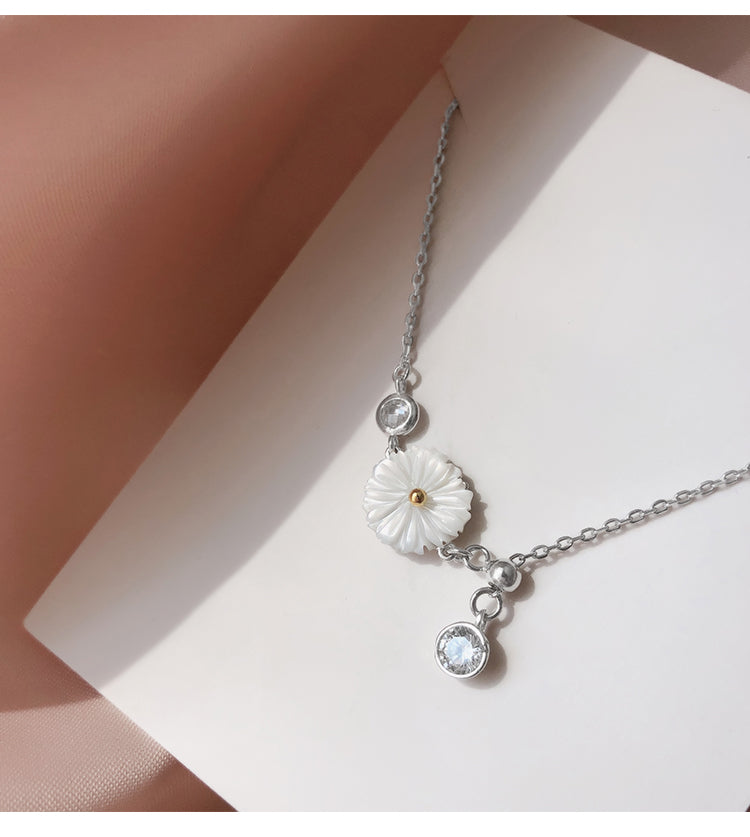 Silver Color Sweet White Shell Sun Flower Anklet Bracelet For Women