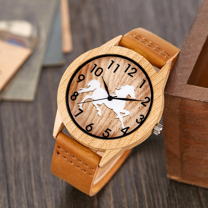 Couple Wooden Watch Men Women Ostrich Deer Skull Wristwatch