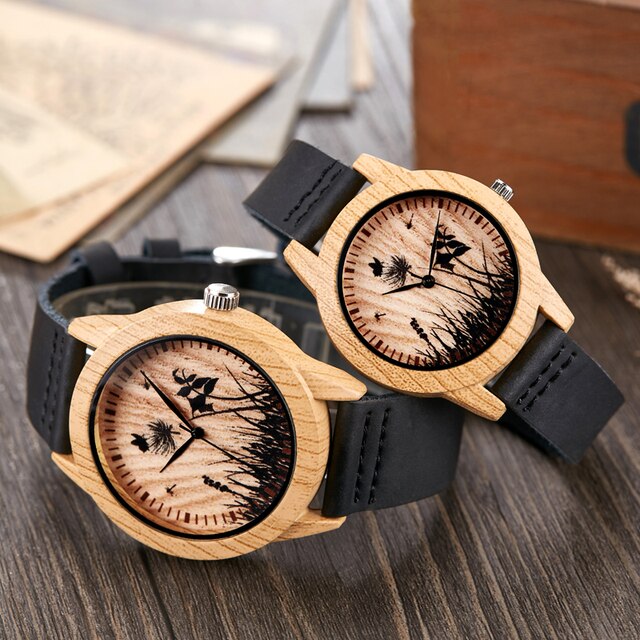 Couple Wooden Watch Men Women Ostrich Deer Skull Wristwatch