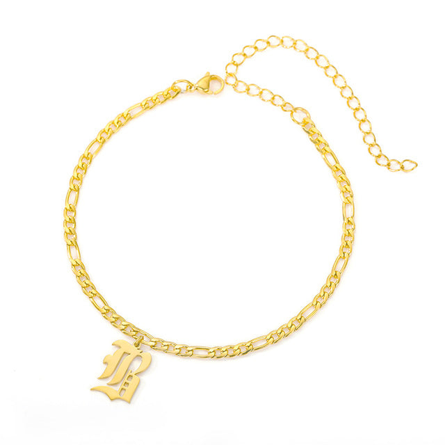 initial anklets for women Gold Chain letter anklet