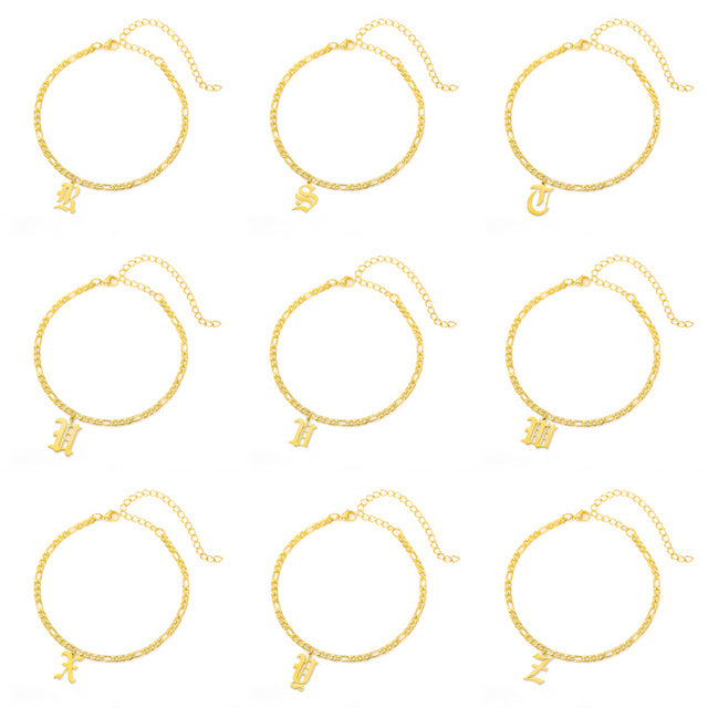 initial anklets for women Gold Chain letter anklet