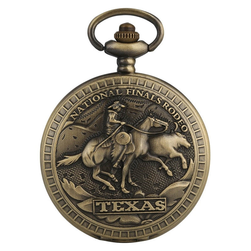 Bronze U.S. Texas National Finals Rodeo Design Quartz Pocket Watch