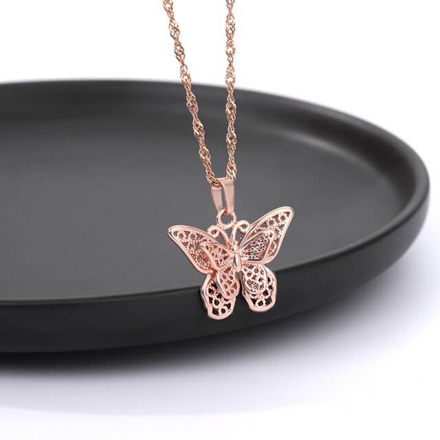 Gold Stainless Steel Stylish Butterfly Necklace