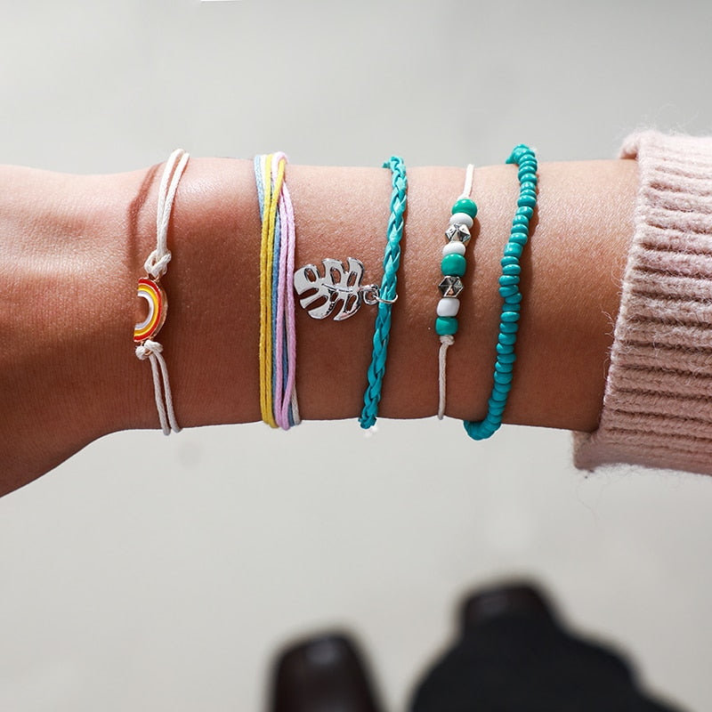 Rainbow Beaded Bracelet Set for Women