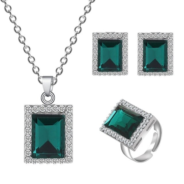 Crystal Round Broken Stone Necklace Earrings Sets