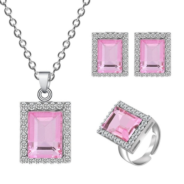 Crystal Round Broken Stone Necklace Earrings Sets