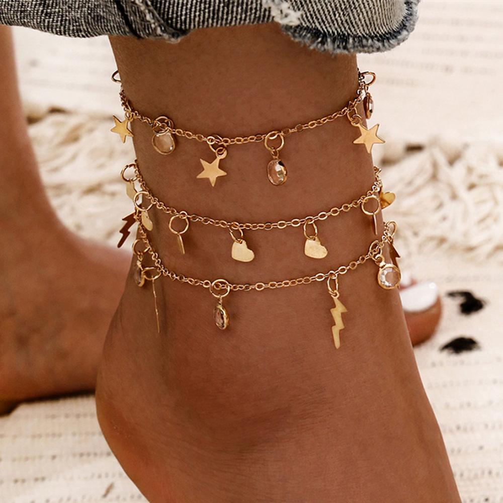 Vintage Bohemian Gold Color Chain Anklets Women