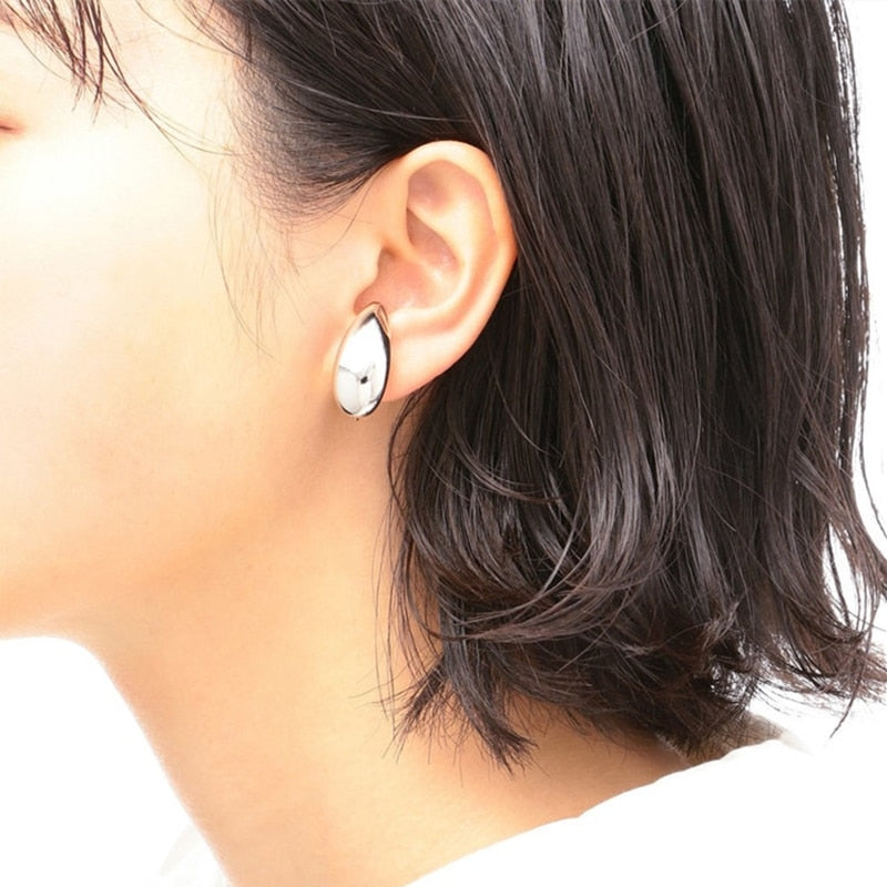 Irregular Distortion Water Drop Glossy Simple Ear Cuff Purpose Clip Earrings
