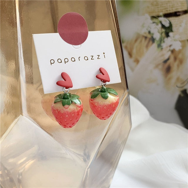 New  Korean Cherry Fruit Shaped Drop Earrings