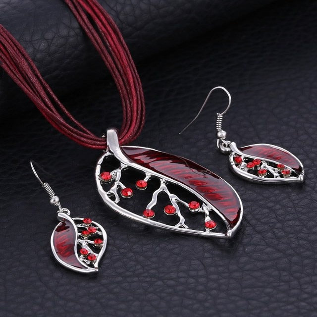 Blue Geometry Shape Pendant Necklace Earring Sets