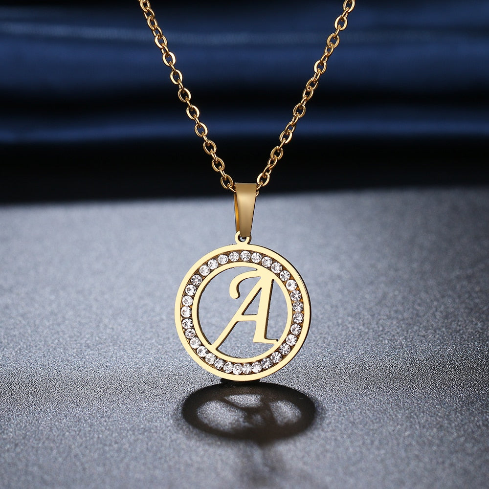 316L Stainless Steel 26 letters A-Z Necklace