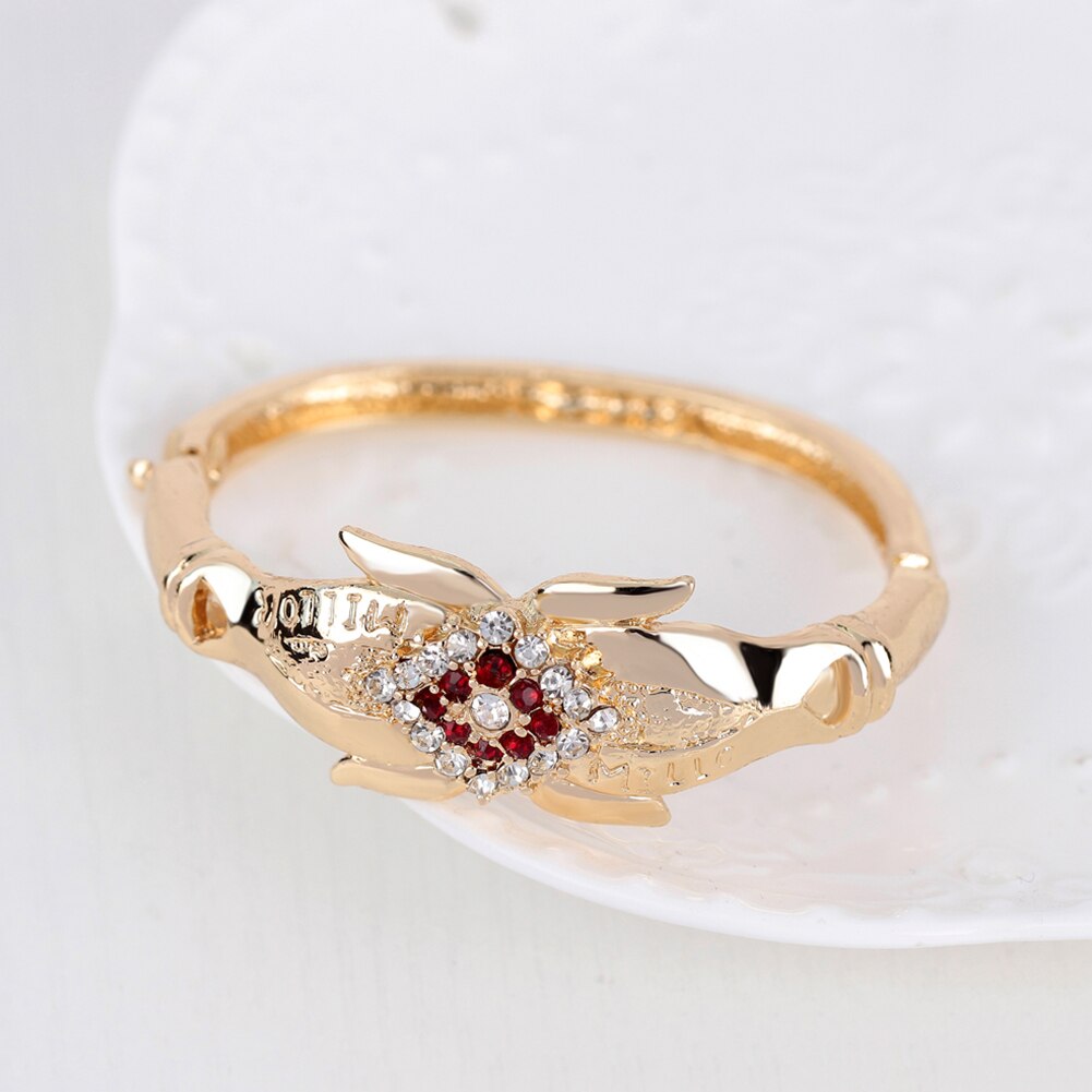 Women's Wedding Flower Rhinestone Ring & Earrings ladies Jewelry Set