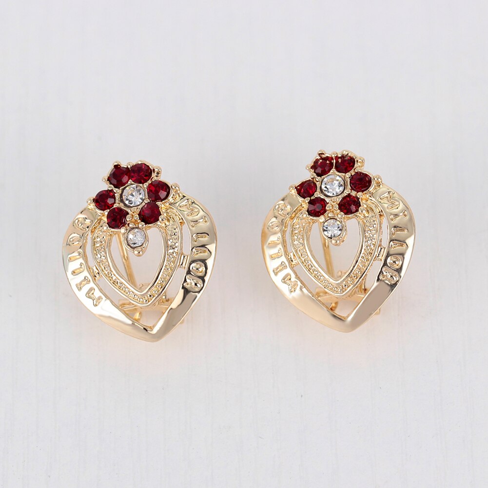Women's Wedding Flower Rhinestone Ring & Earrings ladies Jewelry Set