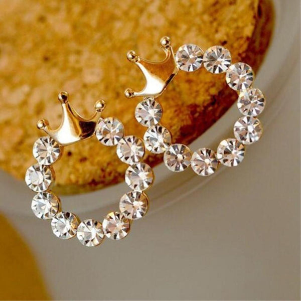 Shining Crystal Round Circle Stud Earrings For Women