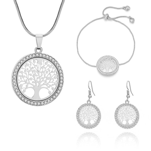 Tree Of Life Stones Crystal Jewelry Sets