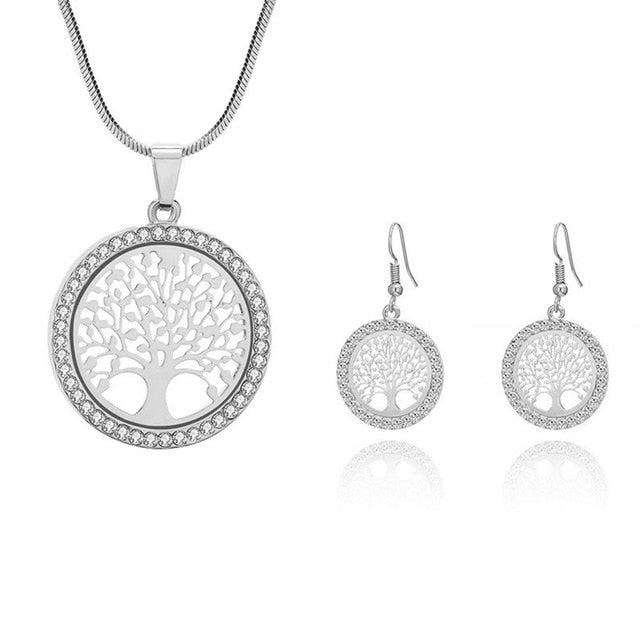 Tree Of Life Stones Crystal Jewelry Sets