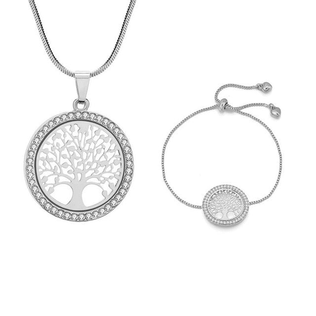 Tree Of Life Stones Crystal Jewelry Sets
