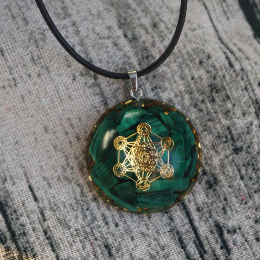 Malachite Green  Crystal   EMF Protection Necklace