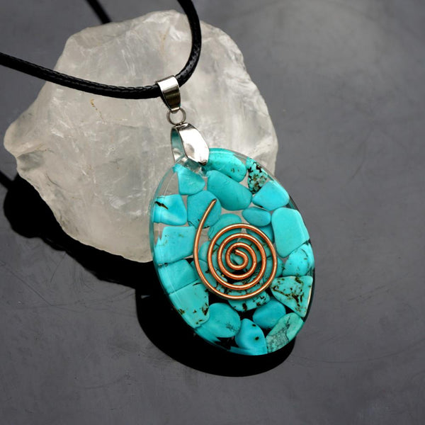 Collar de orgonita con protección EMF de cobre turquesa